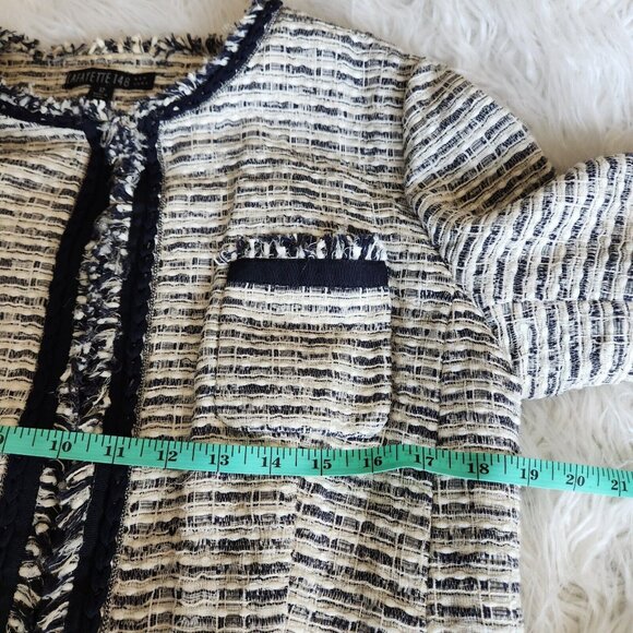 Lafayette 148 Tweed Blazer Women's 12 Metallic Shimmer Navy Blue Silver Career - Picture 11 of 16